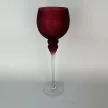 Üvegből készült háromrészes gyertyatartó szett, bordó színben, matt felülettel, 30-35-40 cm