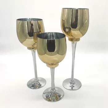 Gyertyatartó, üveg, 30-35-40 cm - Arany