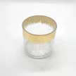 Gyertyatartó, üveg, 14 cm - Arany-Áttetsző