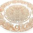 Lacy üvegből készült dísztányér rose gold színű csipkés díszítéssel, Ø 32 cm