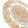 Lacy üvegből készült dísztányér rose gold színű csipkés díszítéssel, Ø 32 cm