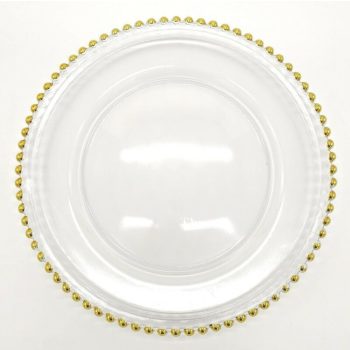 Pearl üvegből készült dísztányér arany színű díszítéssel, Ø 32 cm