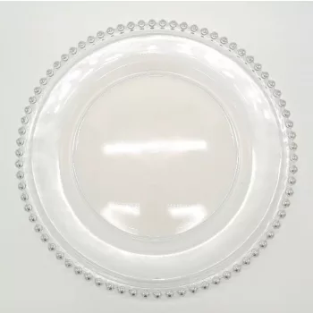 Pearl üvegből készült dísztányér ezüst színű díszítéssel, Ø 32 cm