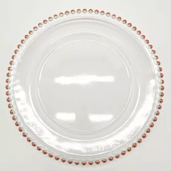 Pearl üvegből készült dísztányér rose gold színű díszítéssel, Ø 32 cm