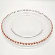 Pearl üvegből készült dísztányér rose gold színű díszítéssel, Ø 32 cm