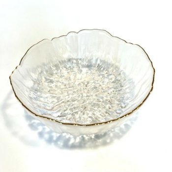 Bloom áttetsző üvegtál arany peremmel, Ø 20 cm