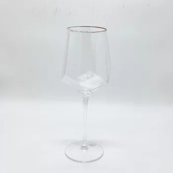   Borospohár szett, 6 db, kristály, szögletes, aranyozott szegéllyel - 570 ml