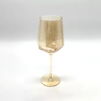   Borospohár szett, 6 db, kristály, szögletes, arany színezéssel - 570 ml