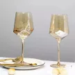 Borospohár szett, 6 db, kristály, szögletes, arany színezéssel - 570 ml