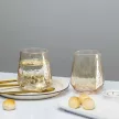 Pohár szett, 6 db, kristály, szögletes, arany színezéssel - 500 ml
