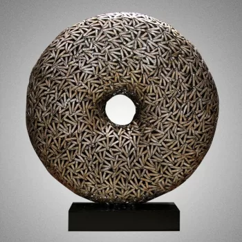 Keeris ezüstös színű fém dekor váza, 100x24x110 cm
