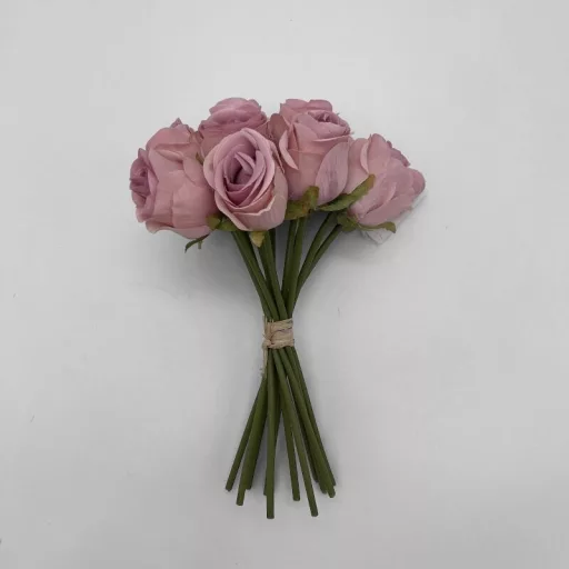 Rózsaszínű mű rózsacsokor, 12 szál, 25 cm