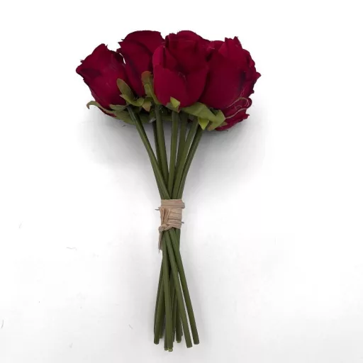 Rózsaszínű mű rózsacsokor, 12 szál, 25 cm