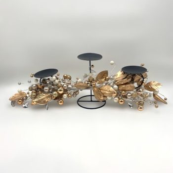 Karácsonyi gyertyatartó, asztali dísz, 80 cm - Arany, Ezüst és Fehér   Karácsonyi gyertyatartó, asztali dísz, 80 cm - Arany, Ezüst és Fehér