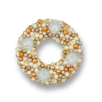 Adventi koszorú gömbökből, Ø30 cm - Arany és Fehér Adventi koszorú gömbökből, Ø30 cm - Arany és Fehér