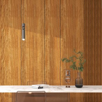 Falpanel, fa mintával, bambuszrost, 280x40 cm - Warm Hazel