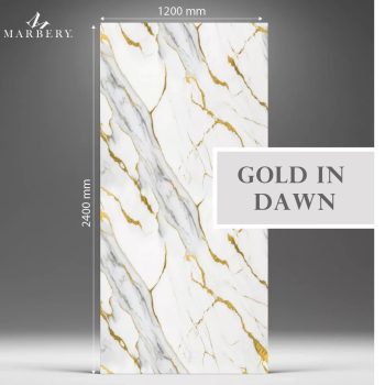   Falpanel, márvány mintával, PVC, 120x60 cm, 8 db-os csomag - Gold in Dawn