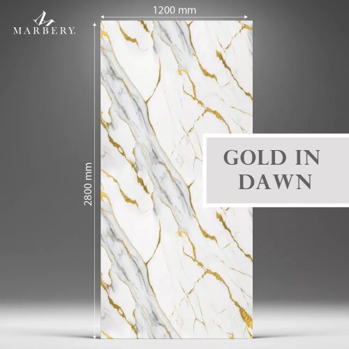 Falpanel, márvány mintával, PVC, 280x120 cm - Gold in Dawn