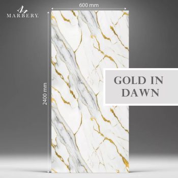 Falpanel, márvány mintával, PVC, 240x60 cm - Gold in Dawn