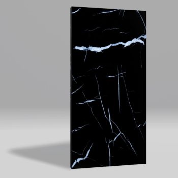   Falpanel, márvány mintával, PVC, 240x120 cm - Black - White Roots