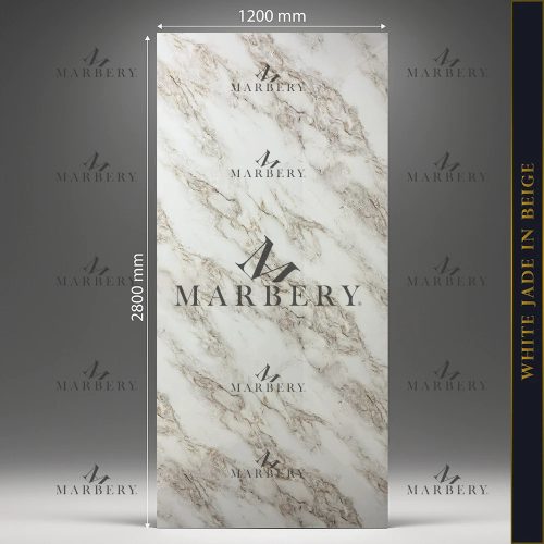 Falpanel, márvány mintával, PVC, 280x120 cm - White Jade in Beige