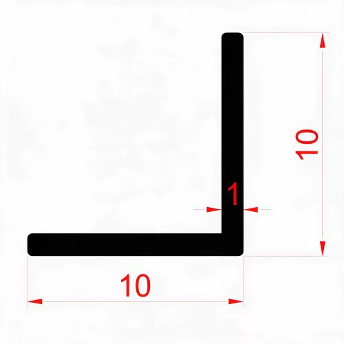 Alumínium L-profil, sarokvédő, kőhatású porfestett, 10x10x3000 mm - Fekete