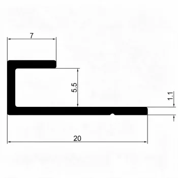   Alumínium U-profil 4-5 mm falpanelhez, kőhatású porfestett, 3000 mm - Fekete